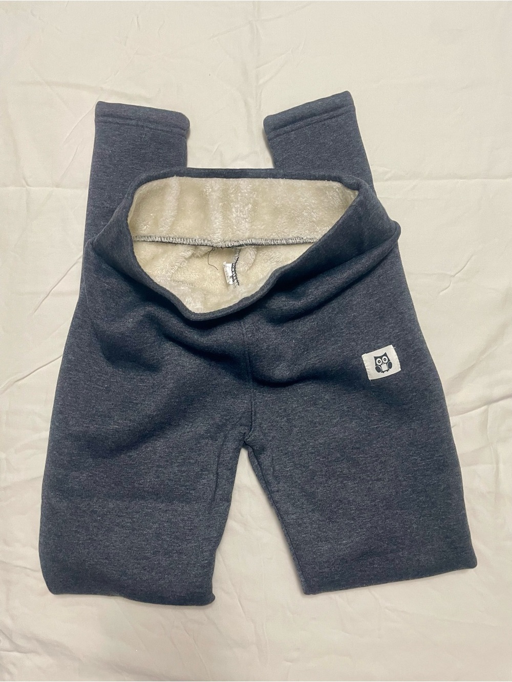 Kids Sherpa Fleece Lined Dark Grey Heather Leggings Small Warm Winter Pants